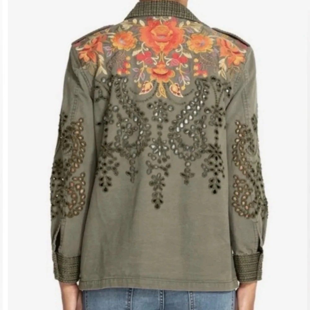 Johnny Was Violette Eyelet Embroidered Military Jacket XL - Picture 1 of 15